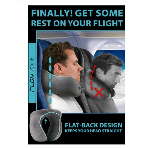 Memory Foam Travel Pillow Adjustable 360° Chin&Neck Support,Washable,Bag - Picture 2 of 8